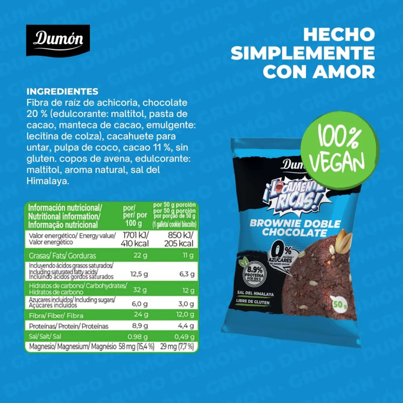 Galleta Vegana Sabor Brownie Sin Gluten Dumon 1x50g